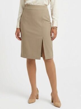 Vintage BYE Jack Made In France Pencil Skirt Khaki Tan Spandex T 38 / Sz 6 US